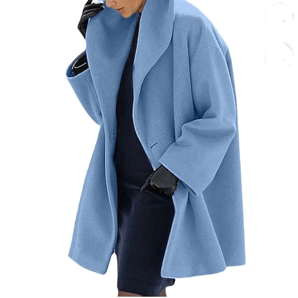 Light Blue Women's Coat with Hood